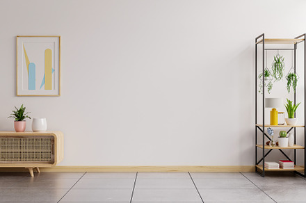 Empty room on white wall background., an Architecture Photo by vanitjan