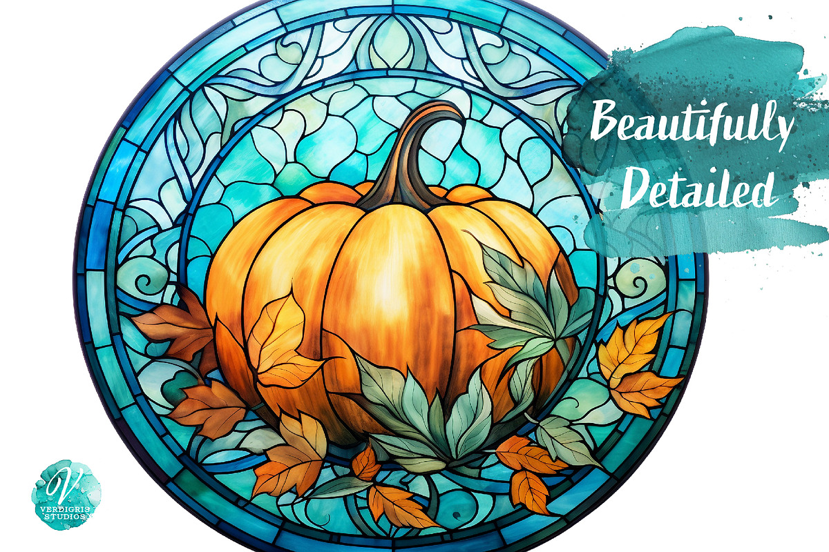 Stained Glass Pumpkins, a Seasonal Illustration by Verdigris Studios (Photo 2 of 3)