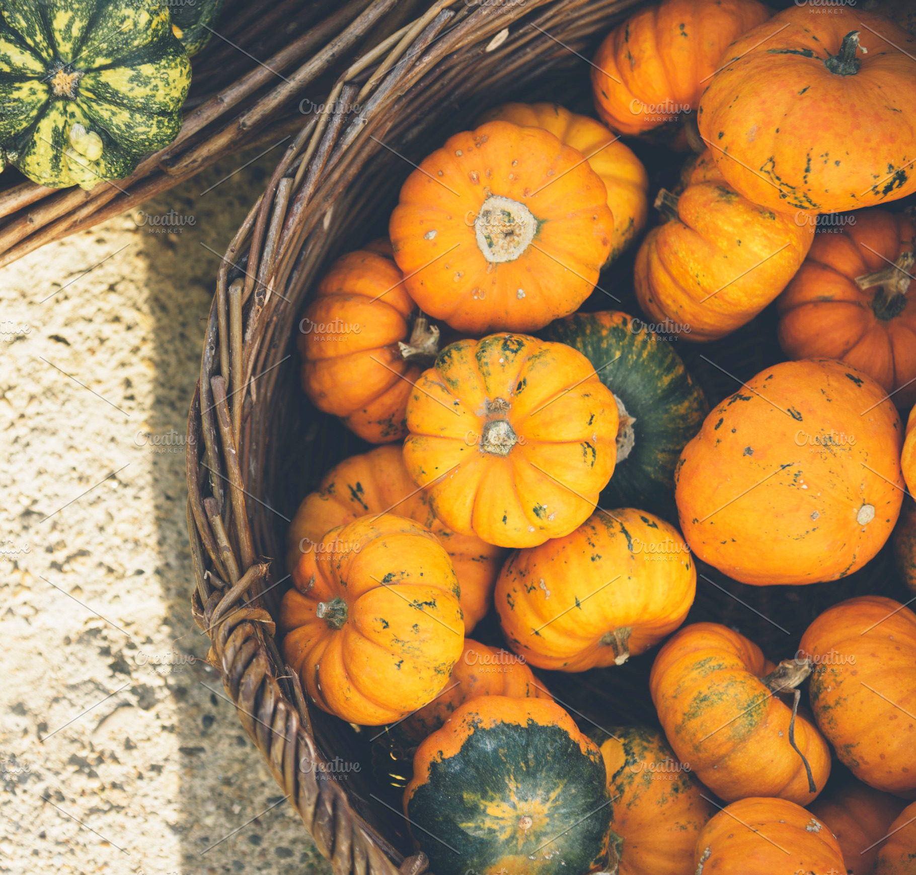 Autumn pumpkins on farm market from, a Background Photo by hitdelight