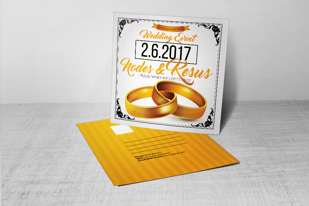 Wedding Invitation Postcard Template, a Card Template by Business Flyers (Photo 3 of 4)