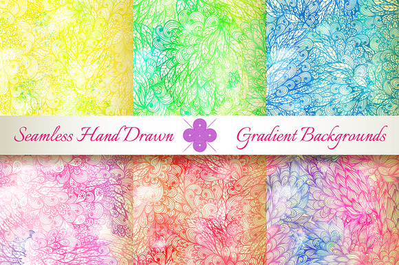 6 Seamless Gradient Florals. Set3