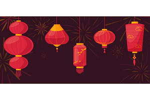 Chinese lantern background. Oriental, an Object Illustration by LadadikArt