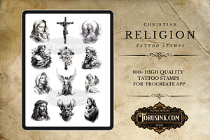 100 Religion,Procreate Tattoo Stamps