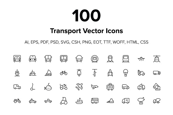 100 Transport Icons preview 4