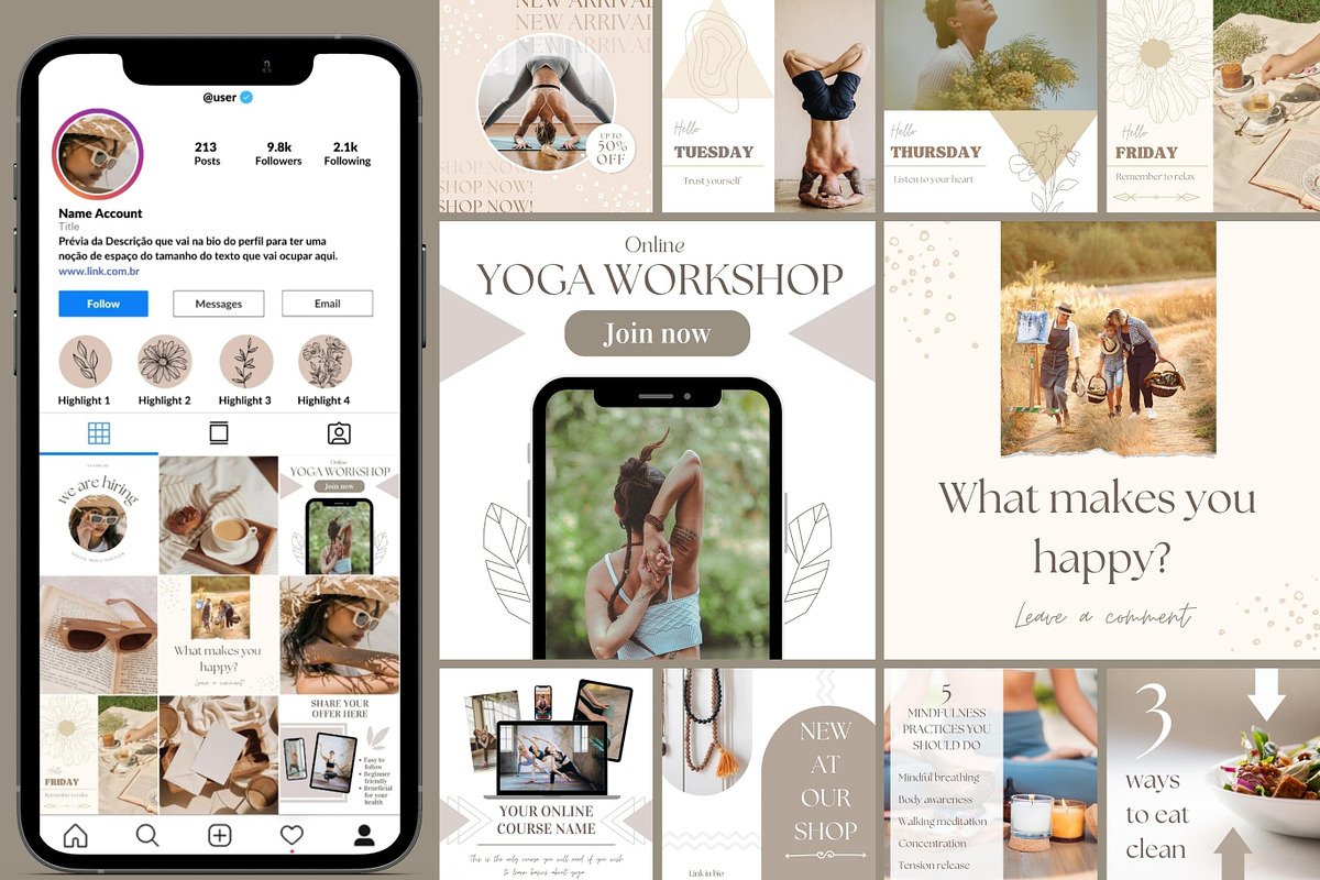 50 Neutral Instagram Post Templates, a Social Media Template by idArt (Photo 2 of 4)