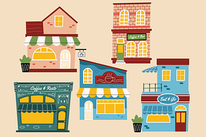 Cafe Building Asset Illustration, an Illustration by graphicook