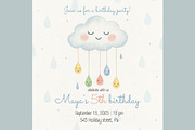 Cute Cloud Birthday Invitation, an Invitation Template by DijanaDesignShop (Thumbnail 1 of 4)