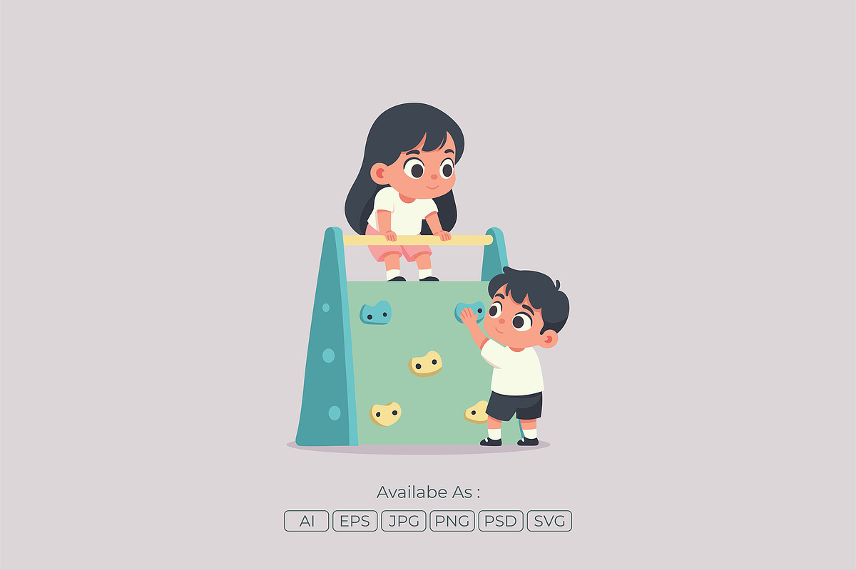 Kids Rock Climbing Playground Flat, a Person Illustration by Partikusi Design (Photo 2 of 3)