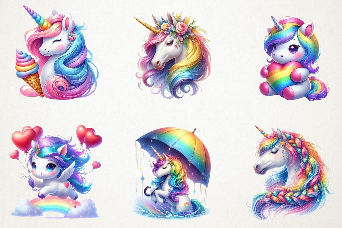 Rainbow Unicorn Clipart, an Illustration by RobertsArt (Photo 6 of 7)