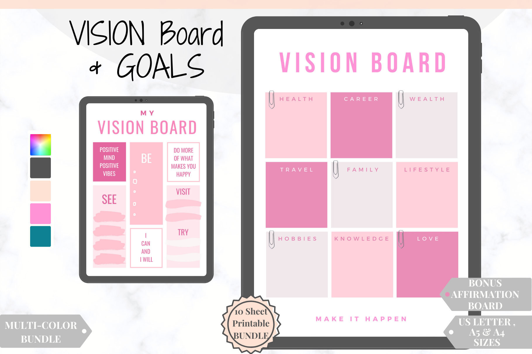 Vision Board Printable Kit 2021