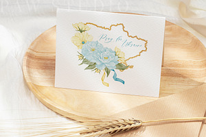 Ukraine Map Card Blue Yellow Peace