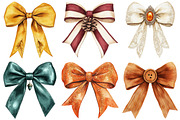 Watercolor Autumn Bow Clipart Bundle, an Illustration by Craft Nest (Thumbnail 3 of 6)
