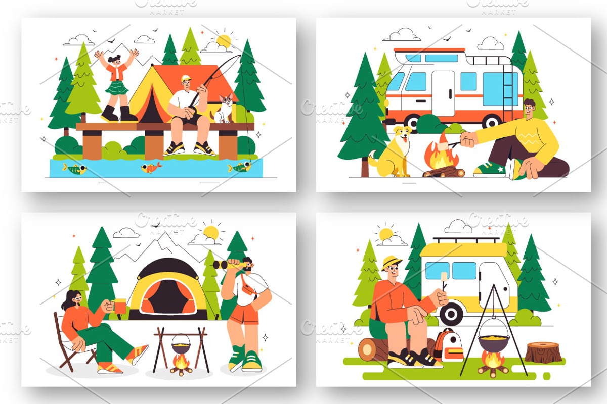 10 Summer Camping Illustration, a Seasonal Illustration by denayunebgt (Photo 3 of 4)
