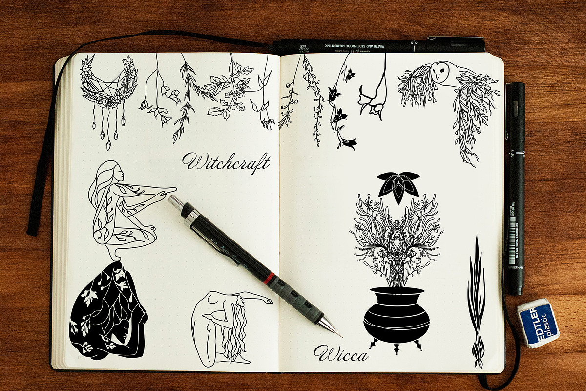 GREEN WITCH YOGA Line Art BUNDLE, a Graphic by ArtOLB (Photo 7 of 13)