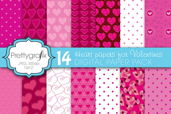 valentine heart digital paper preview 2