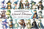Watercolor Wizard Dinosaur Clipart, an Illustration by designcity5 (Thumbnail 1 of 5)