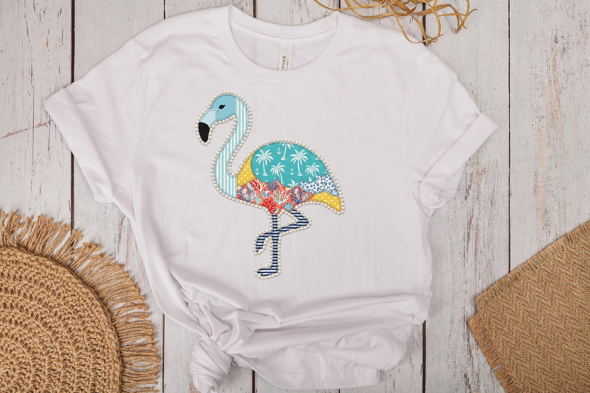 Patchwork Coastal Flamingo Summer PN, an Illustration by CraftArtStudio (Photo 3 of 4)