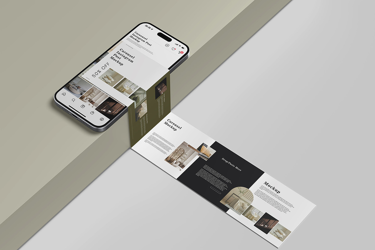 Carousel instagram post mockup, an iPhone Mockup by Graphicbars (Photo 9 of 13)