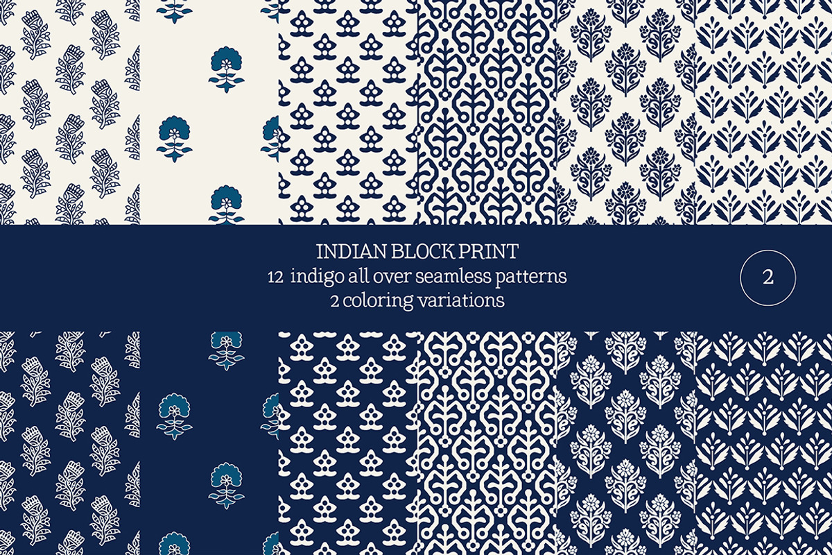 Blue Indian Block Print: All Over, a Pattern Graphic by StabuLaRasa illustration (Photo 2 of 2)