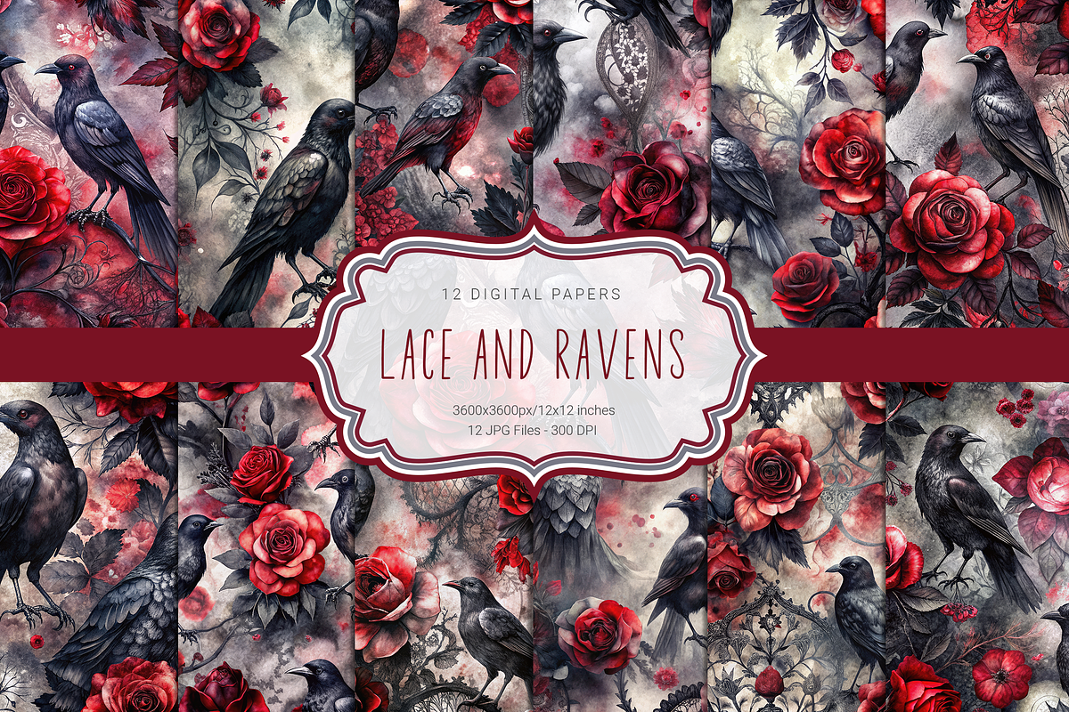 Gothic Lace and Ravens, a Background Graphic by Curve Design (Photo 1 of 7)