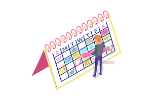 Calendar Planner And Man Creating