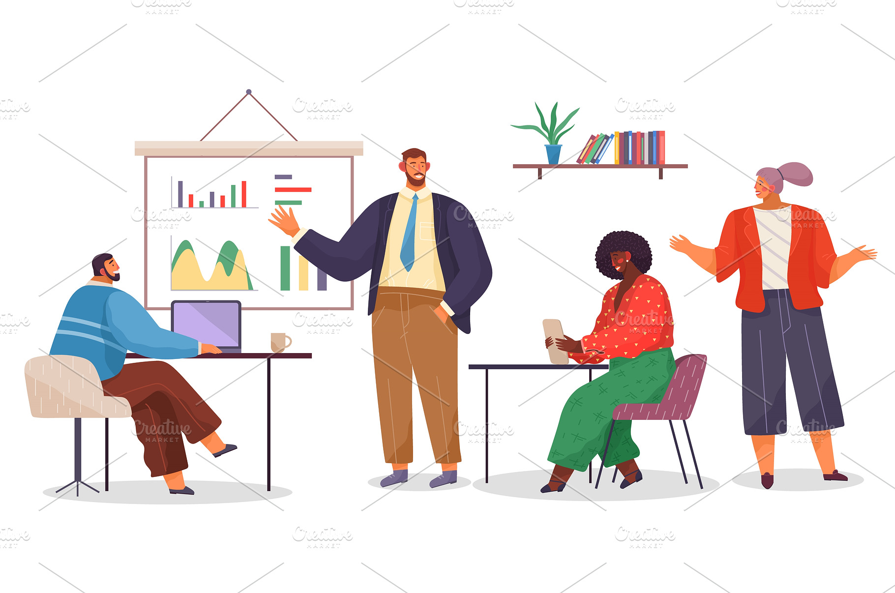 Businessman makes a presentation of, a Business Photo by robuart