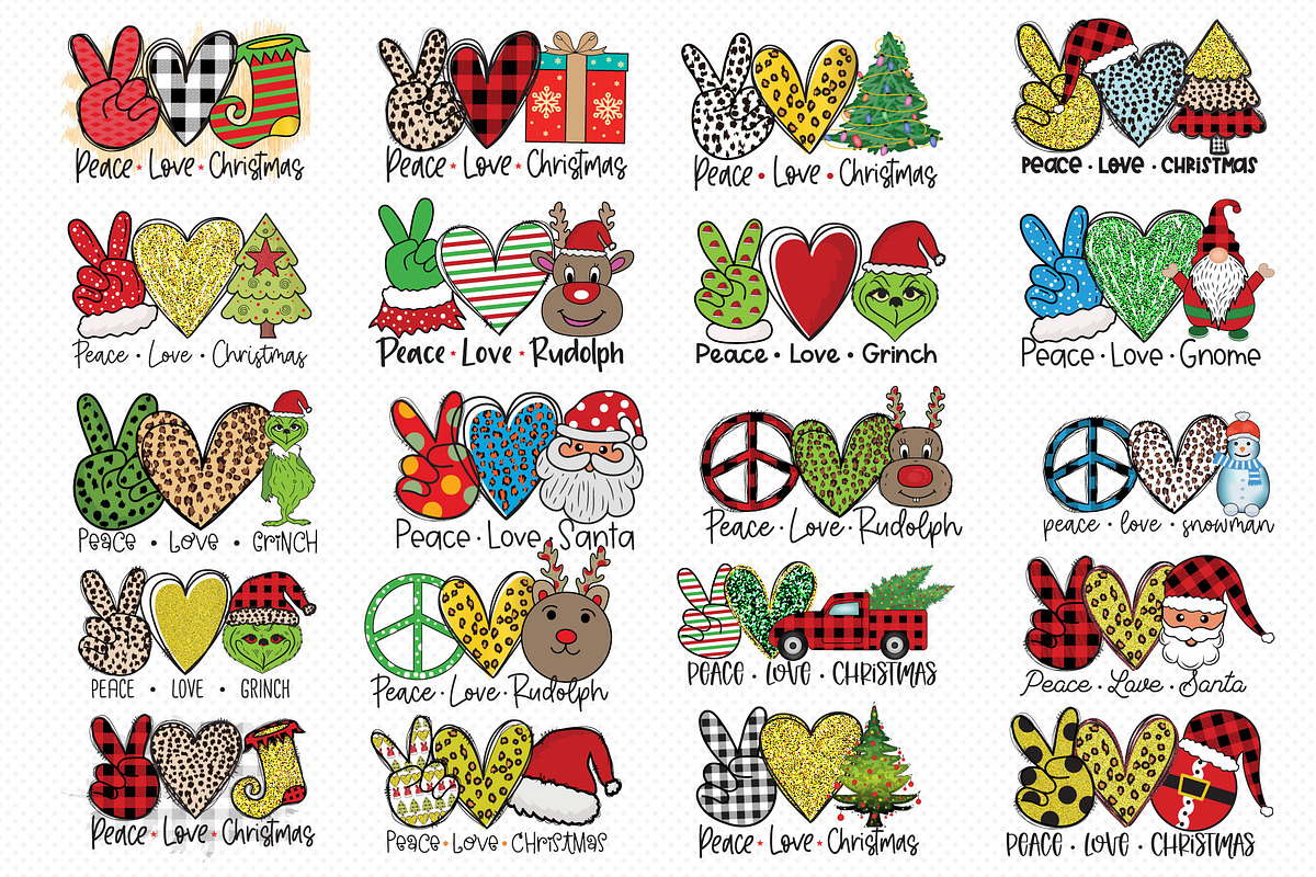Peace Love Christmas PNG Bundle, a Graphic by CraftlabSVG (Photo 2 of 14)