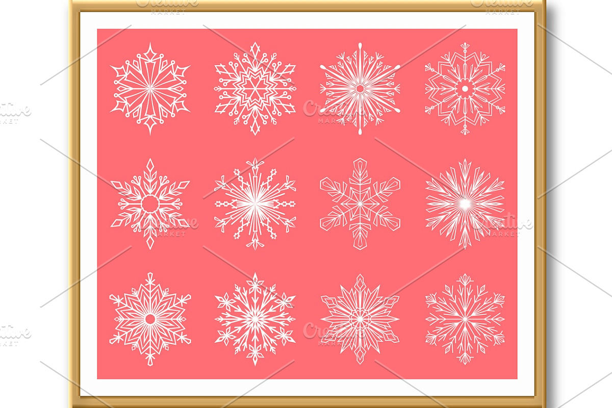 Snowflakes icon collection. Graphic, an Object Illustration by RODINA (Photo 2 of 3)