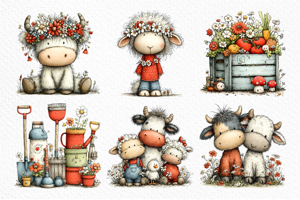 Watercolor Farm Clipart Bundle, a Seasonal Illustration by Craft Nest (Photo 5 of 6)