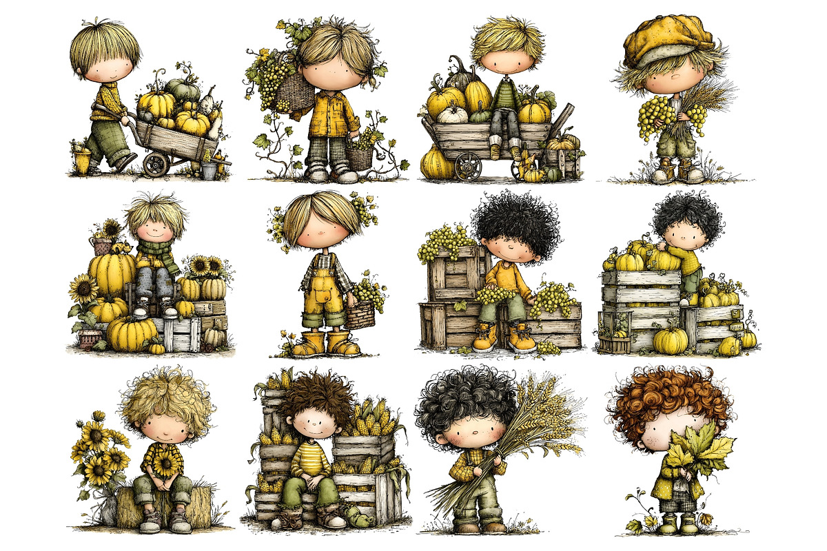Autumn Boy Watercolor Clipart PNG, a Person Illustration by Nicolle's Colorful Art (Photo 2 of 4)