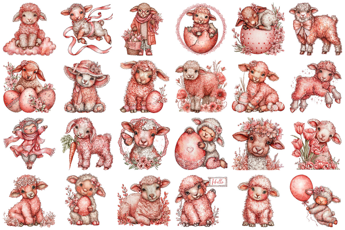 Whimsical Easter Sheep Clipart, an Illustration by designcity5 (Photo 2 of 5)