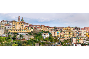 View of Vietri Sul Mare town on the Amalfi coast, an Architecture Photo by Leonid Andronov