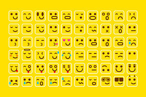 Vector Yellow Set Smile Icons Emoji