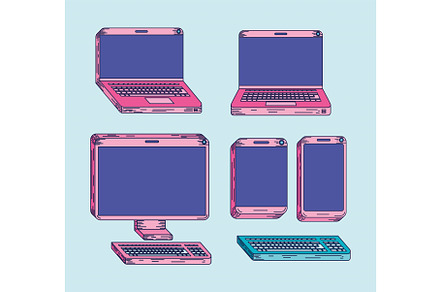 five electronic icons, a Technology Illustration by studiogstock