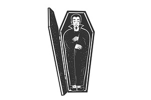 Vampire In Coffin Sketch Vector