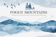 Watercolor landscapes and mountains, a Texture Illustration by Holovei (Thumbnail 1 of 7)