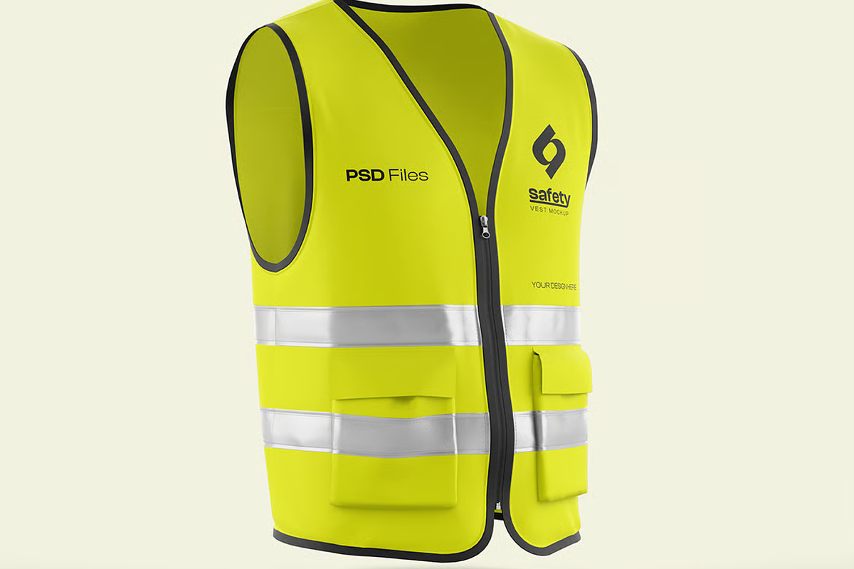 Reflective Safety Vest Mockup, a Shirt Mockup by graphicsauce (Photo 2 of 4)