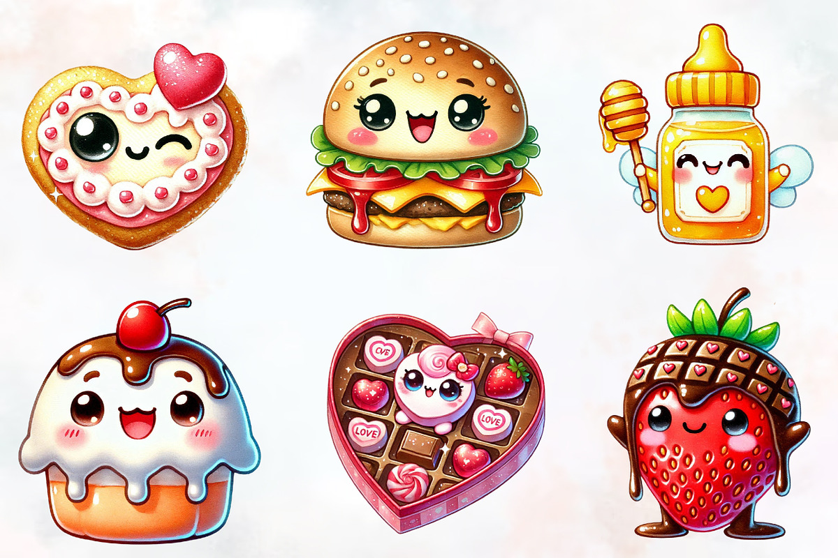 Kawaii sweet valentine food clipart, an Illustration by RobertsArt (Photo 7 of 7)