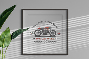Classic Garage Motorcycles Red 5x5, a Poster Template by Me55enjah Design