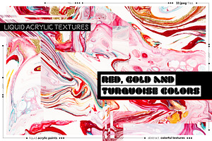 Red, Gold & Turquoise liquid texture
