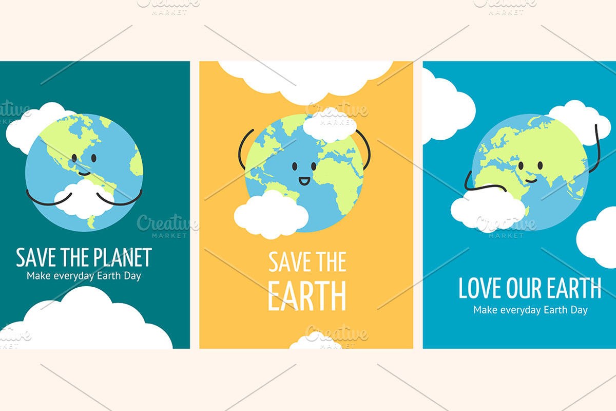 Save Earth Concept Template Banner, a Work Illustration by Vector and Templates