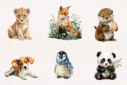 Watercolor Baby Animals Clipart, a Seasonal Illustration by CreationArt (Thumbnail 3 of 7)