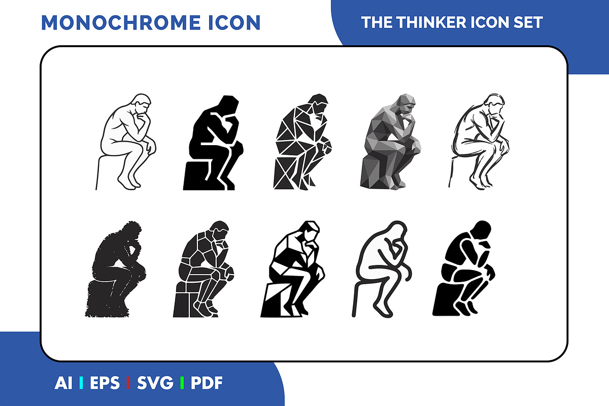 The Thinker Icon Set Simple Statue, a Solid Icon by Fontmine Studio (Photo 1 of 3)