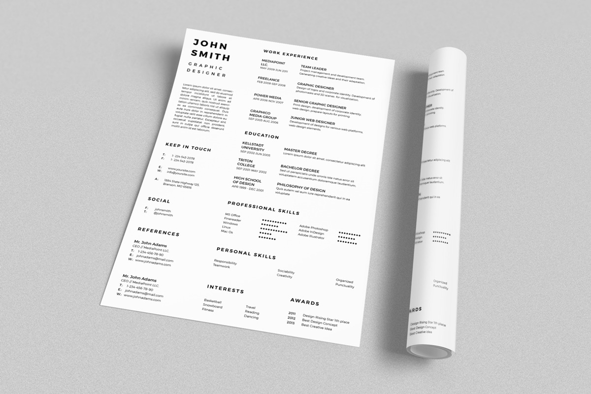 Simple Resume CV with Business Card, a Stationery Template by ND Design (Photo 3 of 13)