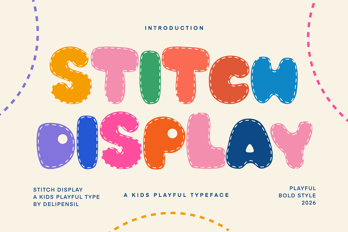 Stitch Display - Typeface, a Symbol Font by delipensil (Photo 1 of 7)