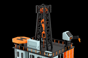 3d icon of an offshore platform, a Technology Illustration by Artem Varnitsin