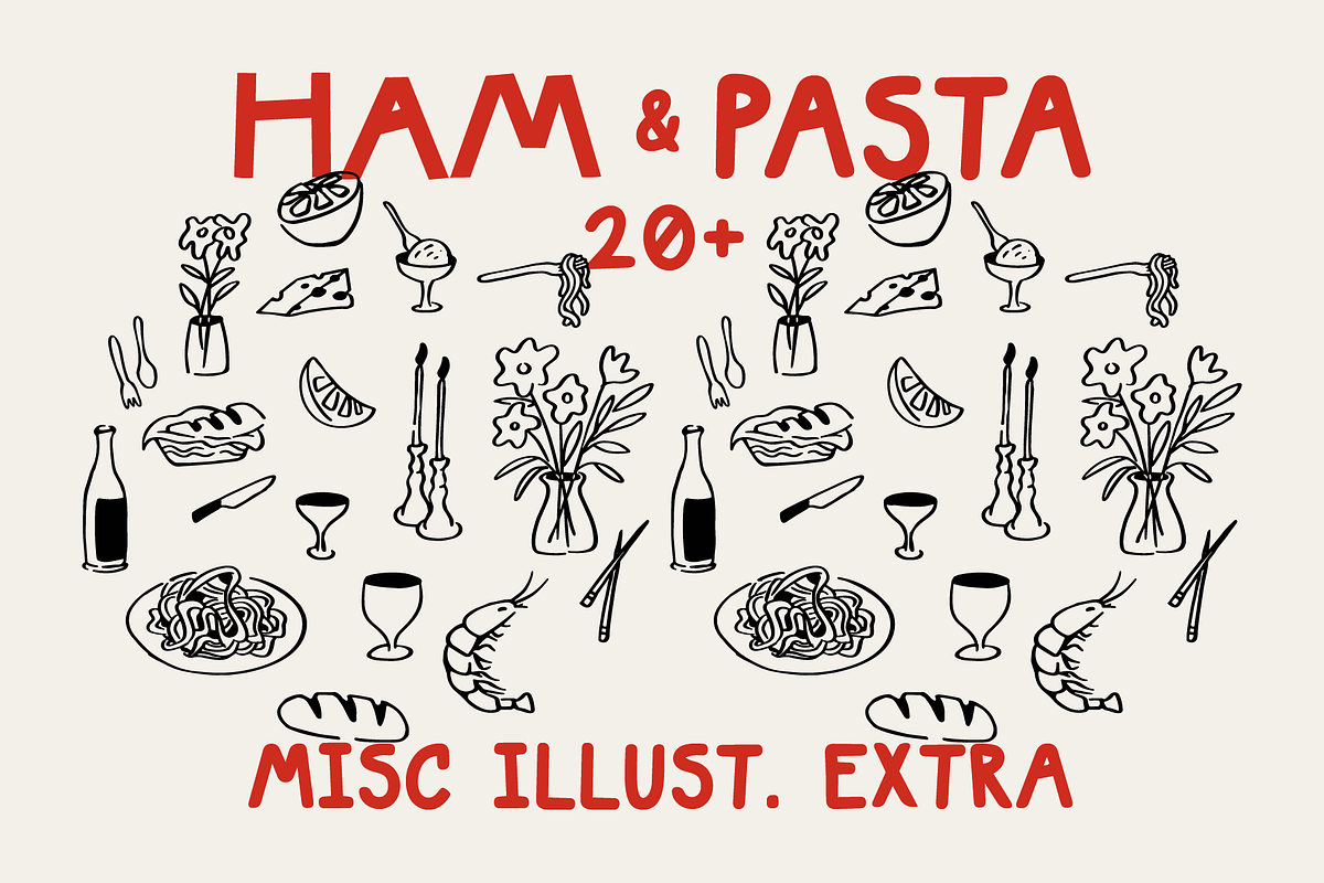 SFC Ham & Pasta + Extras, a Handwritten Font by Skilline Supply Co. (Photo 8 of 8)