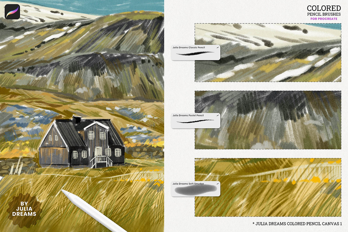 Colored Pencil Brushes for Procreate, a Brush Add-On by Julia Dreams (Photo 5 of 9)