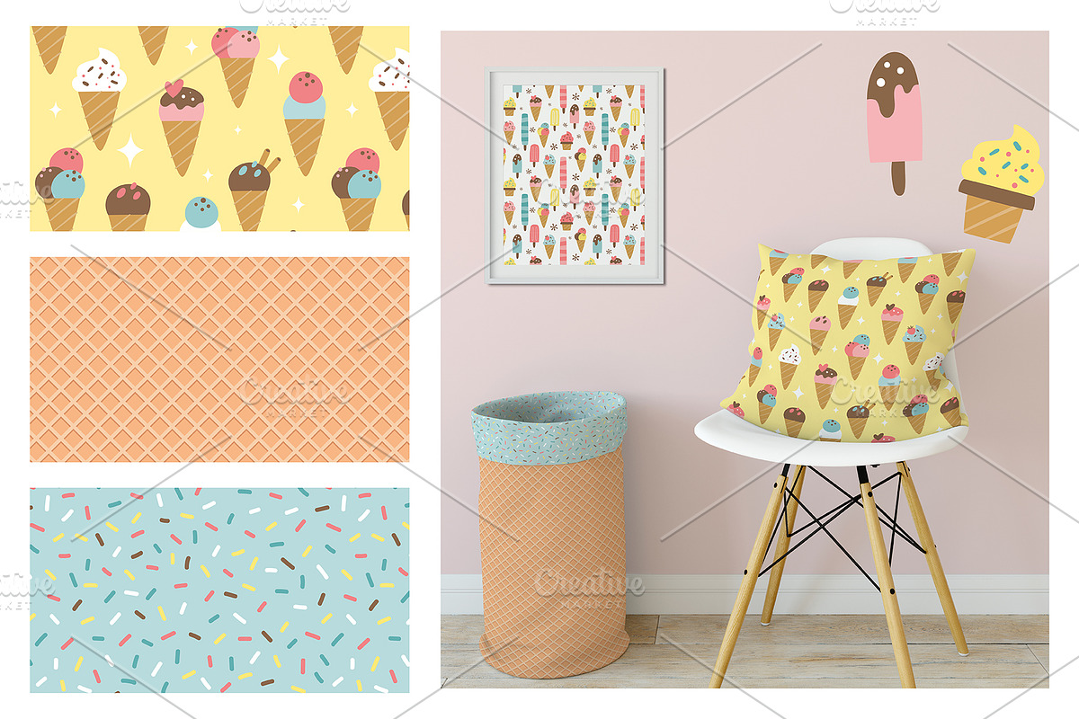 Ice Cream Seamless Patterns, a Pattern Graphic by insemar (Photo 4 of 4)