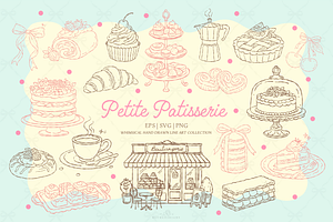 Patisserie Dessert Line Art Clipart, a Decorative Illustration by Blumensdiary
